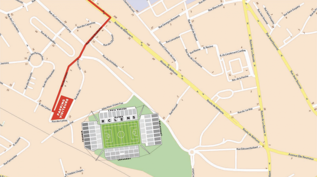Plan du Stade Stade Bollaert Delelis Lens